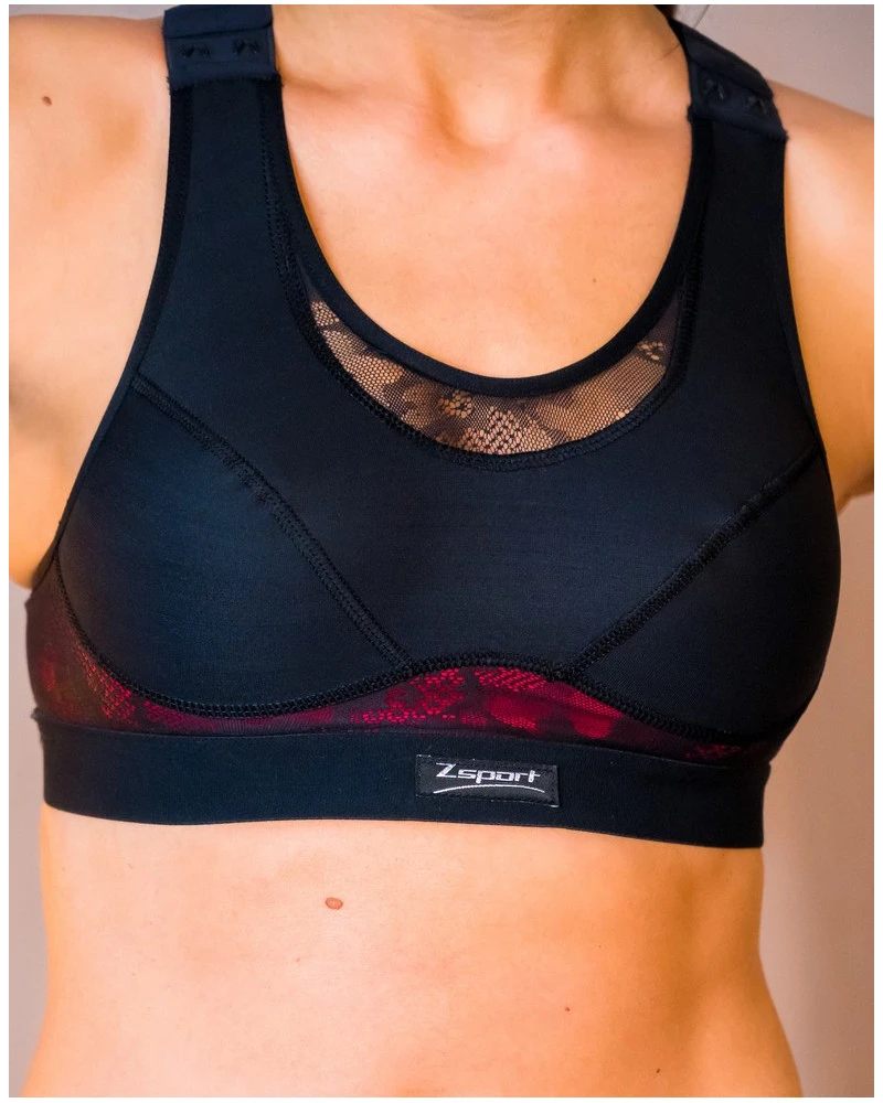 Brassière De Sport Zsport Divine 2.0 (Noir Framboise) – Image 2