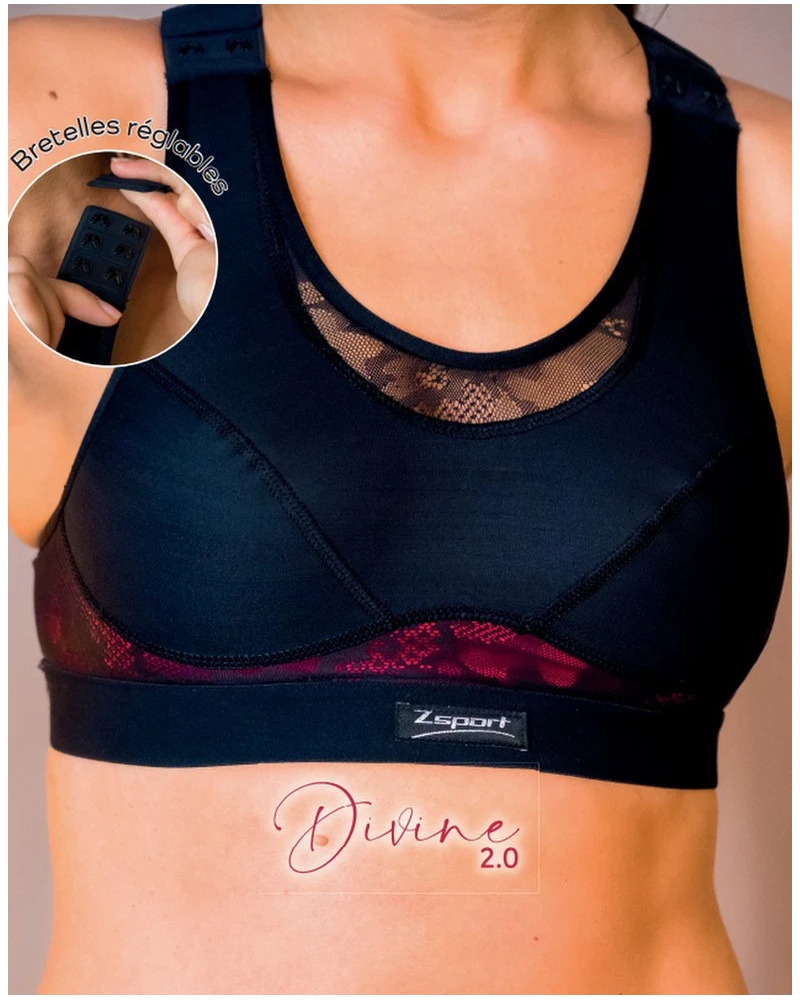 Brassière De Sport Zsport Divine 2.0 (Noir Framboise)
