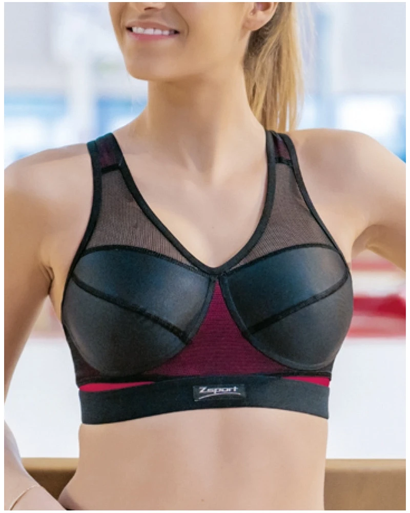 Brassière De Sport Zsport Vitality (Noir Framboise)