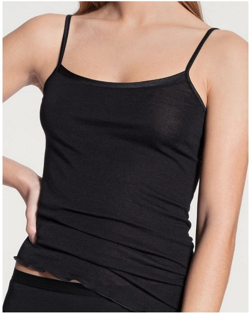 Débardeur Bretelles Spaghettis Calida True Confidence Laine & Soie (Noir)