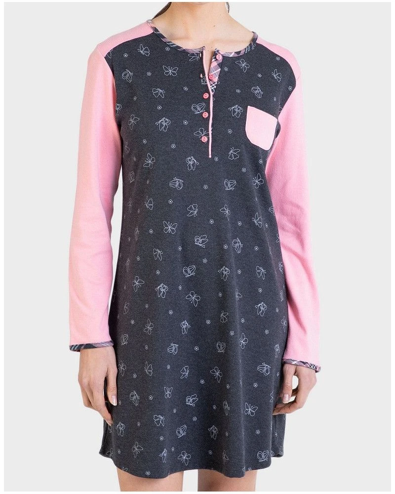 Liquette Boutonnée Manches Longues Massana Anthracite Rose – Image 3