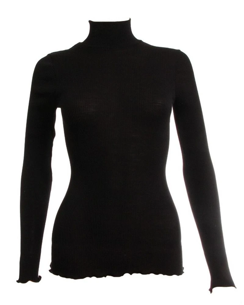 Pull Col CheminĂ©e Laine & Soie Oscalito 3429 (Noir) â Image 3