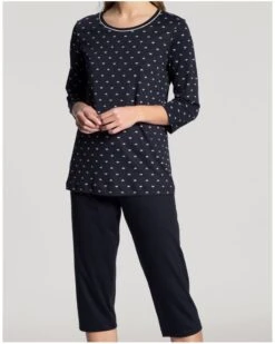 Pyjama 3/4 Calida Night Lovers 100% Coton (Dark Lapis Blue)