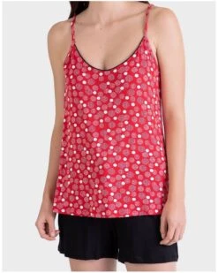 Pyjama Court Bretelles Fines Pois Blancs Massana