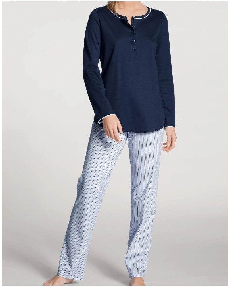 Pyjama Long Boutonné Calida Sweet Dreams 100% Coton Interlock (Peacoat Blue)
