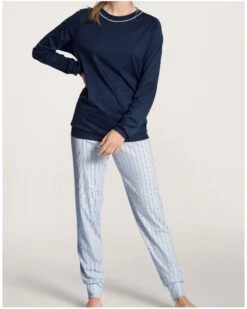 Pyjama Long Calida Sweet Dreams 100% Coton Interlock (Peacoat Blue)