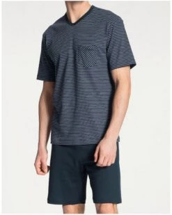 Pyjama Short Manches Courtes Calida Relax 100% Coton Interlock (Dark Sapphire)