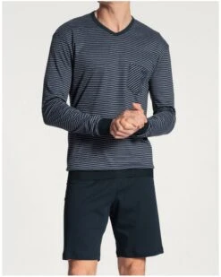 Pyjama Short Manches Longues Calida Relax 100% Coton Interlock (Dark Sapphire)