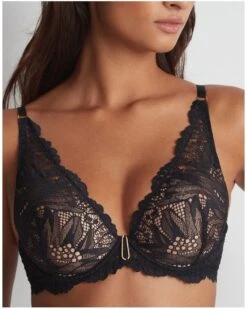 Soutien-gorge Plunge Foulard Aubade Flowermania (Noir)