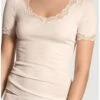 Top Manches Courtes Calida Richesse Lace Laine & Soie (Light Ivory)