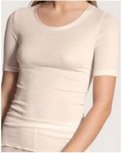Top Manches Courtes Calida True Confidence Laine & Soie (Light Ivory)