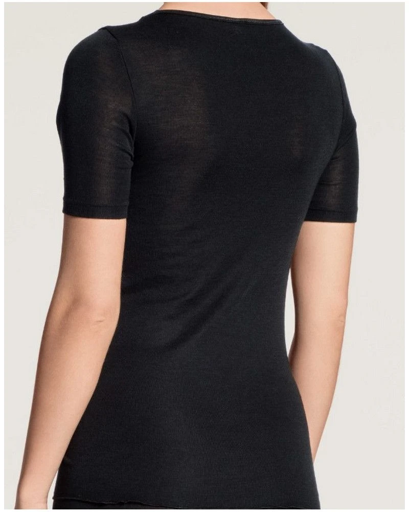 Top Manches Courtes Calida True Confidence Laine & Soie (Noir) â Image 2