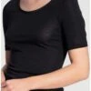 Top Manches Courtes Calida True Confidence Laine & Soie (Noir)